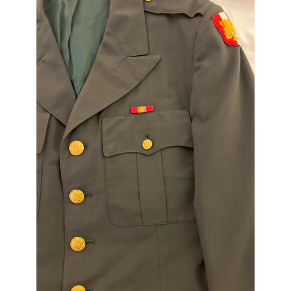 US Army 60 70s Class A Service Coat SETAF Italy Patch Vintage Military Jacket 40 - Picture 2 of 15